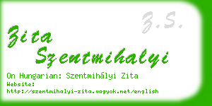 zita szentmihalyi business card
